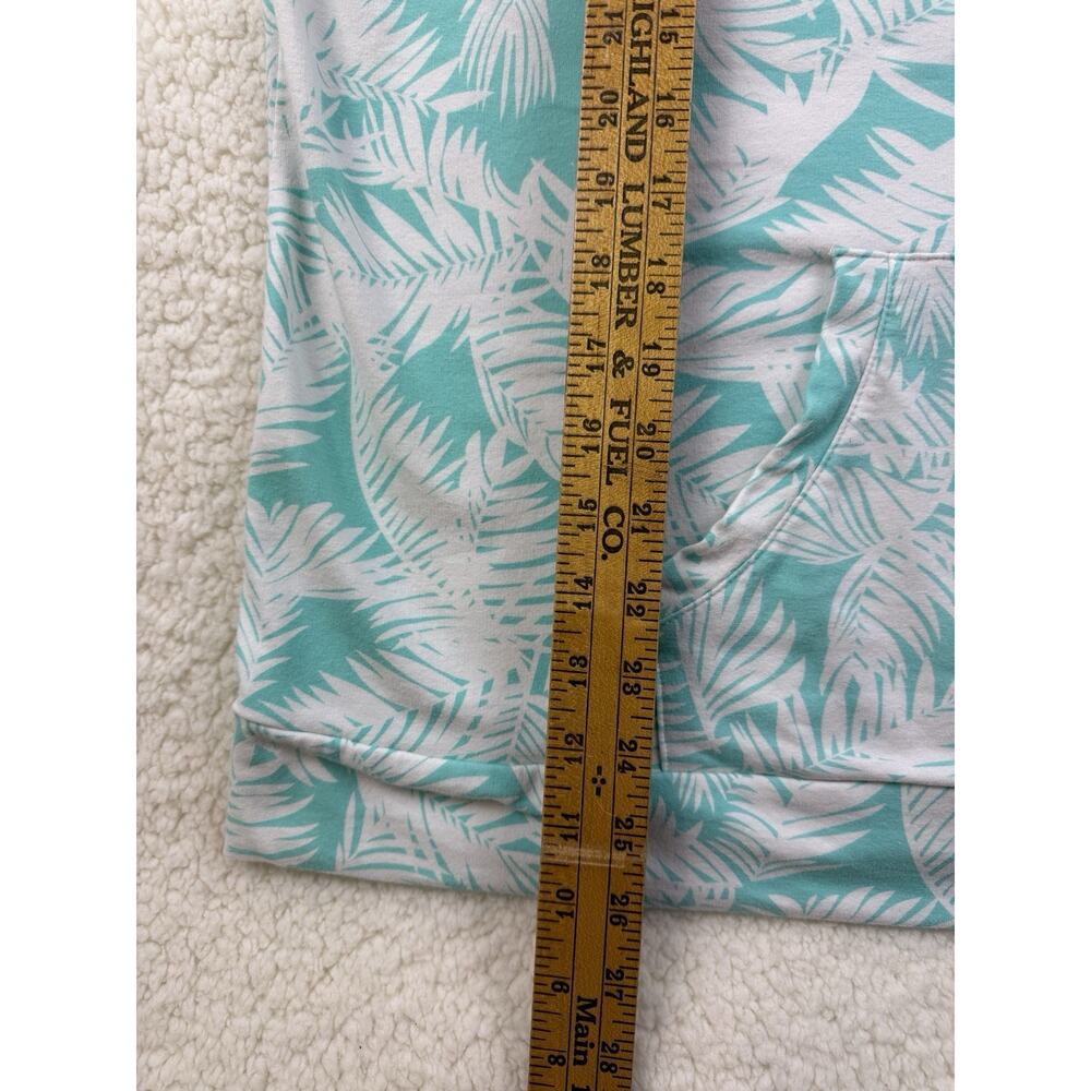 Belle Beach by Kim Gravel French Terry Short Sleeve Hoodie Light Aqua Palm XL - Picture 9 of 12